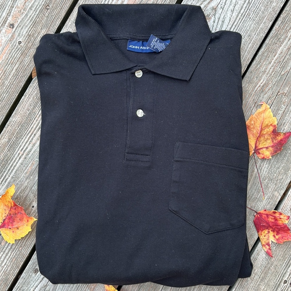 John Ashford.black cotton polo L